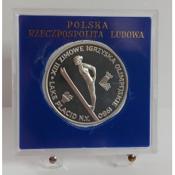 POLONIA  1980  200 Zlotych Proof Silver Olympics Ski Jumper with Torch 